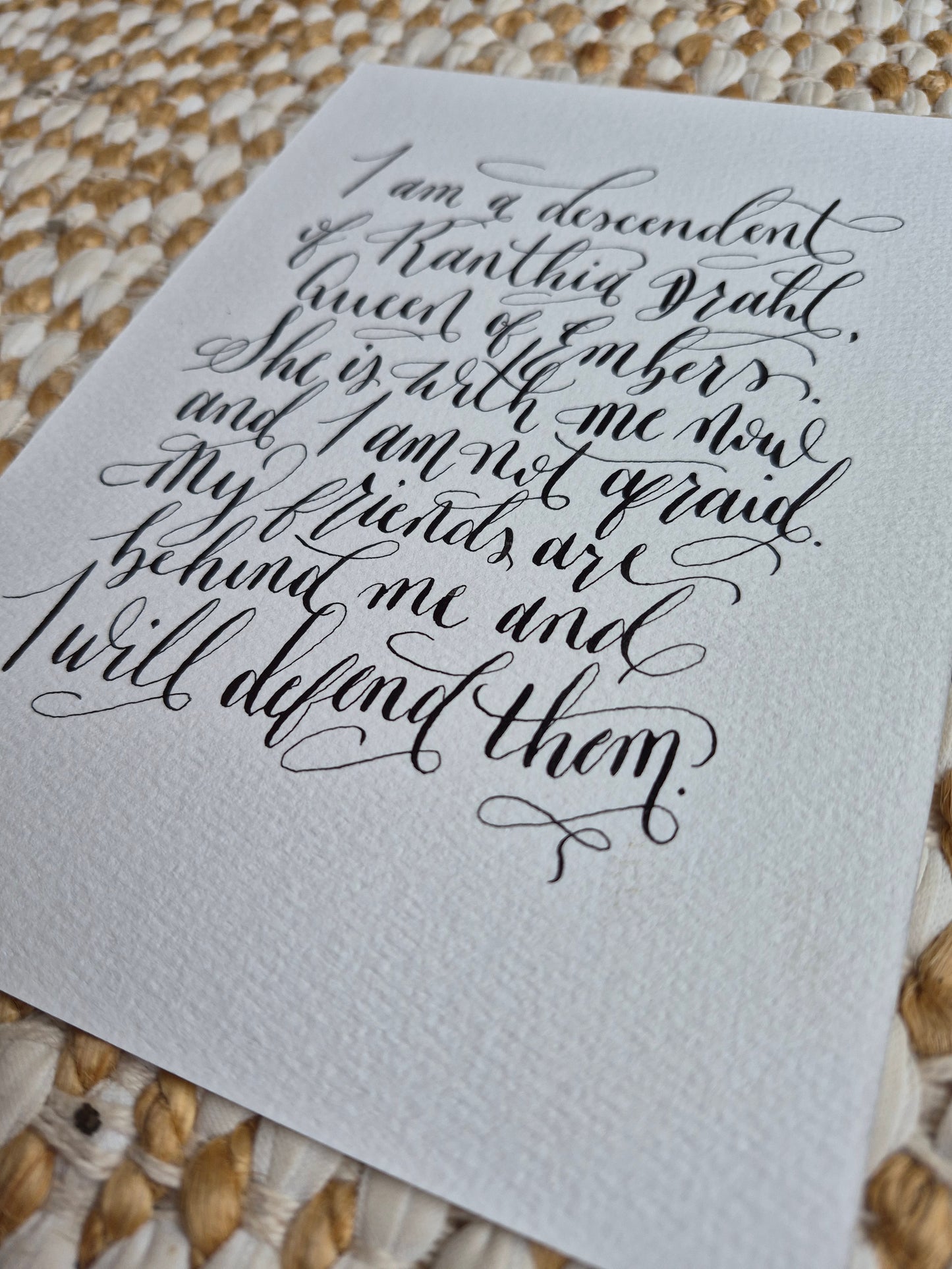 Customised A5 calligraphy piece