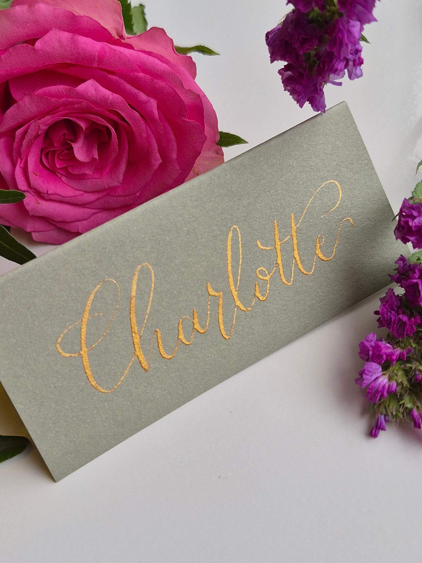 Hand-made calligraphy place name cards