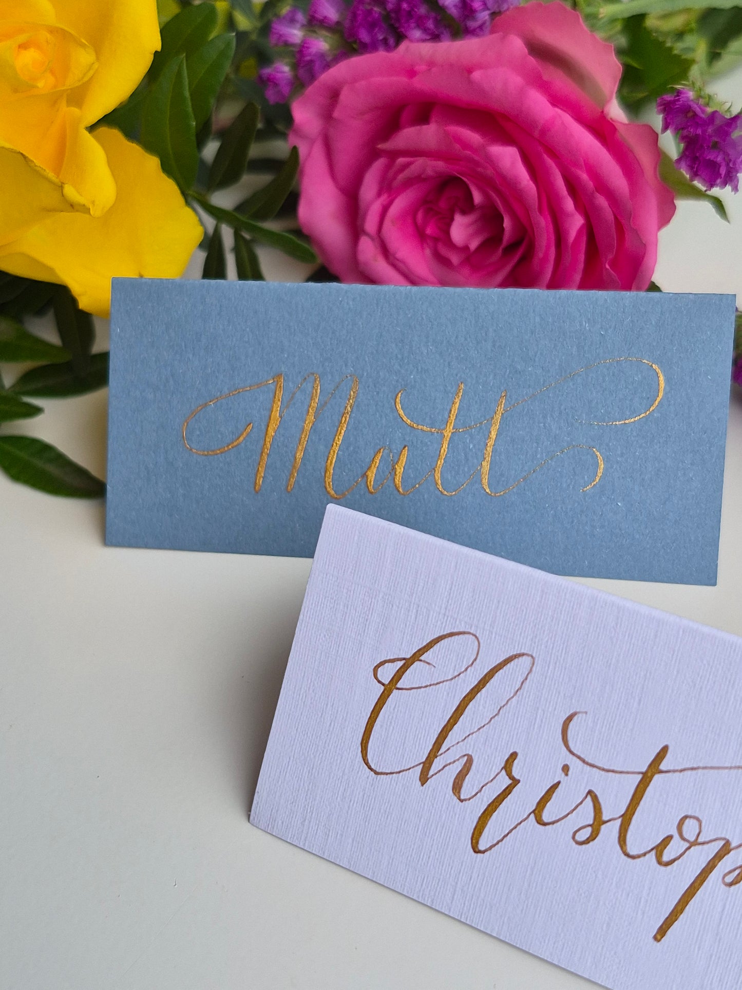 Hand-made calligraphy place name cards