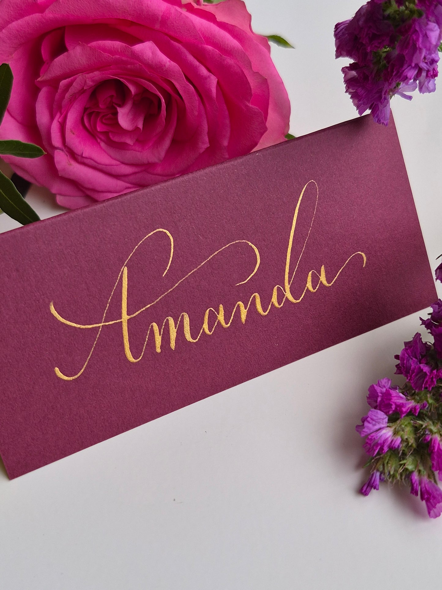 Hand-made calligraphy place name cards