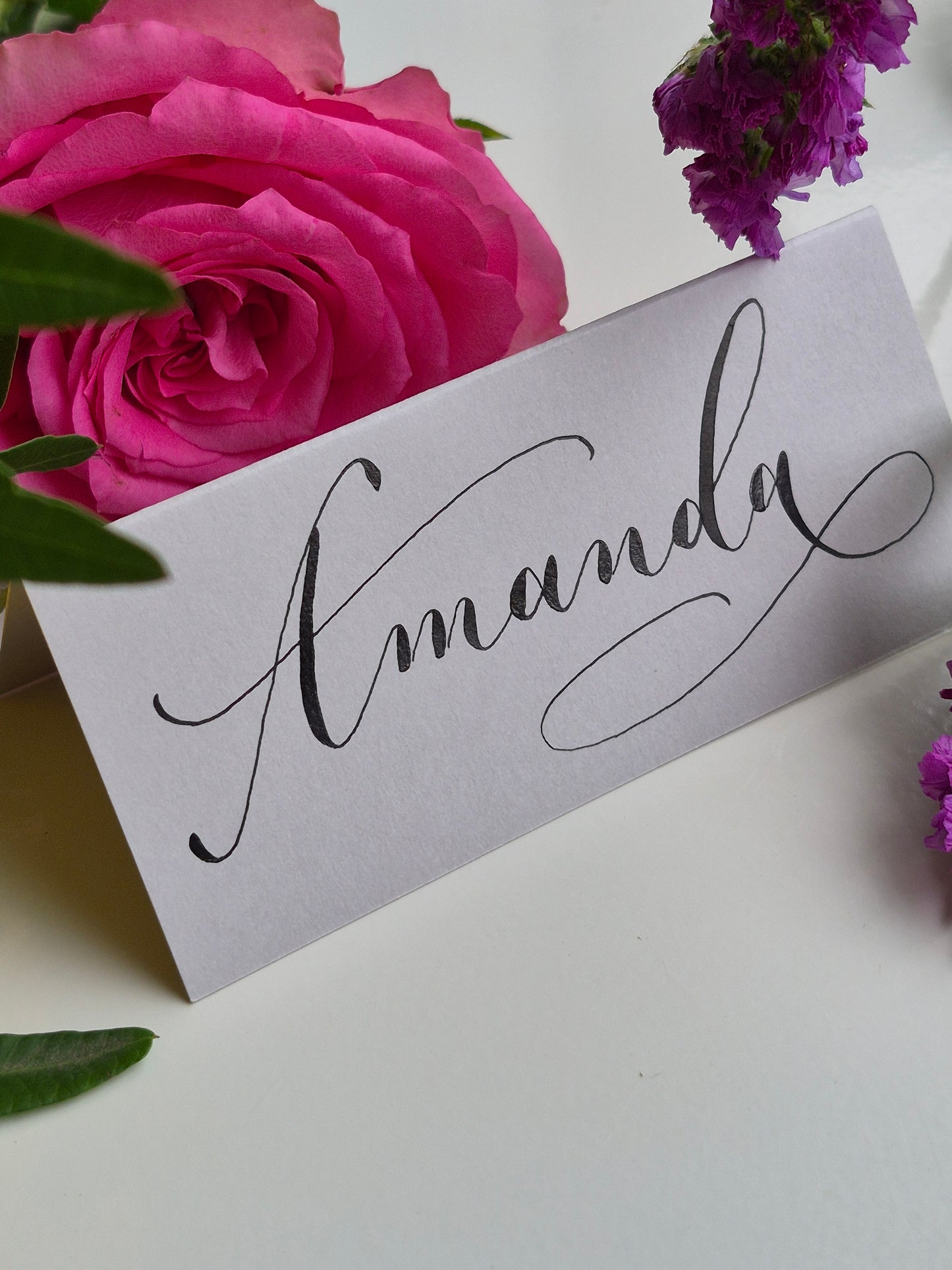 Hand-made calligraphy place name cards