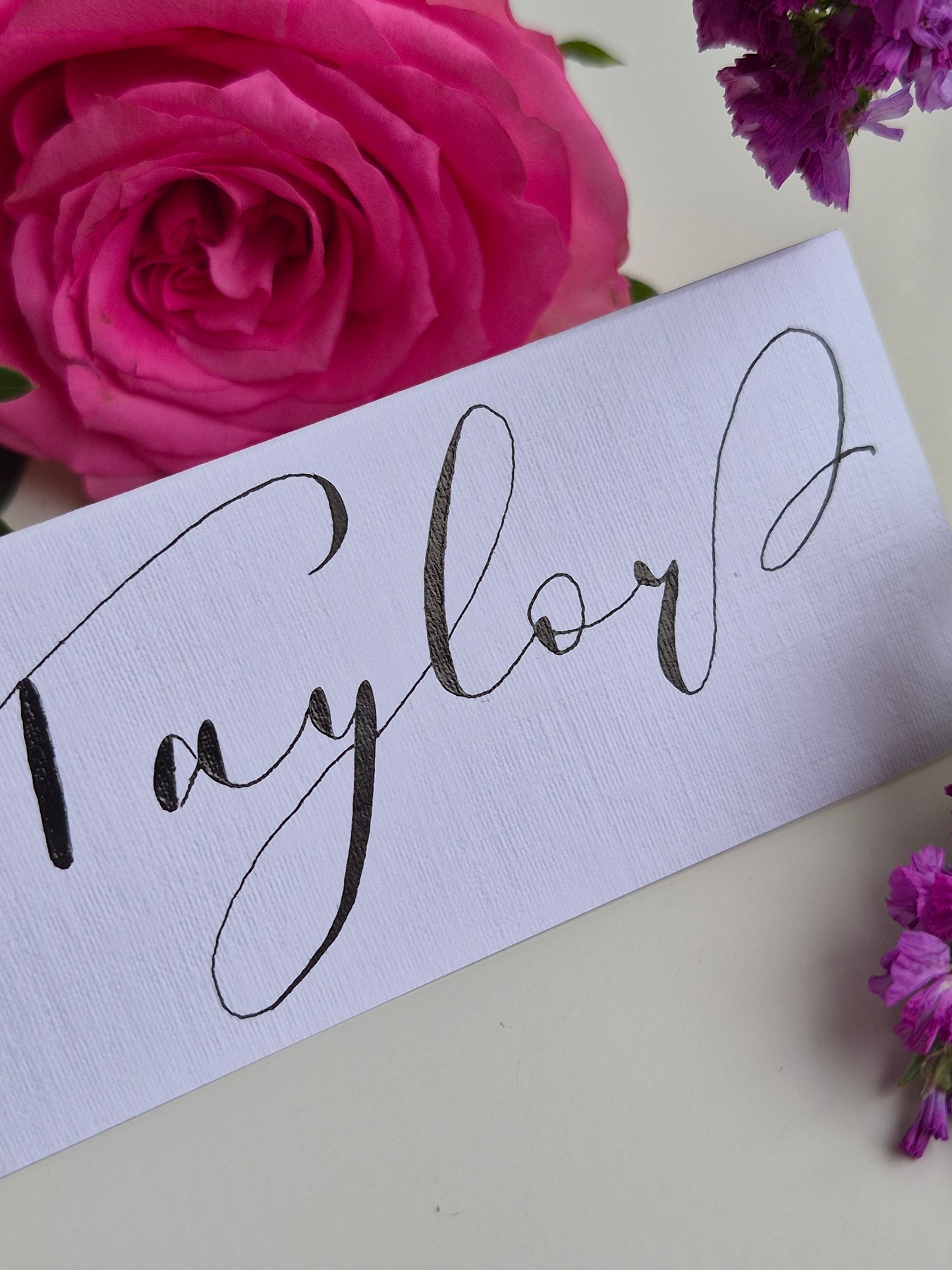 Hand-made calligraphy place name cards
