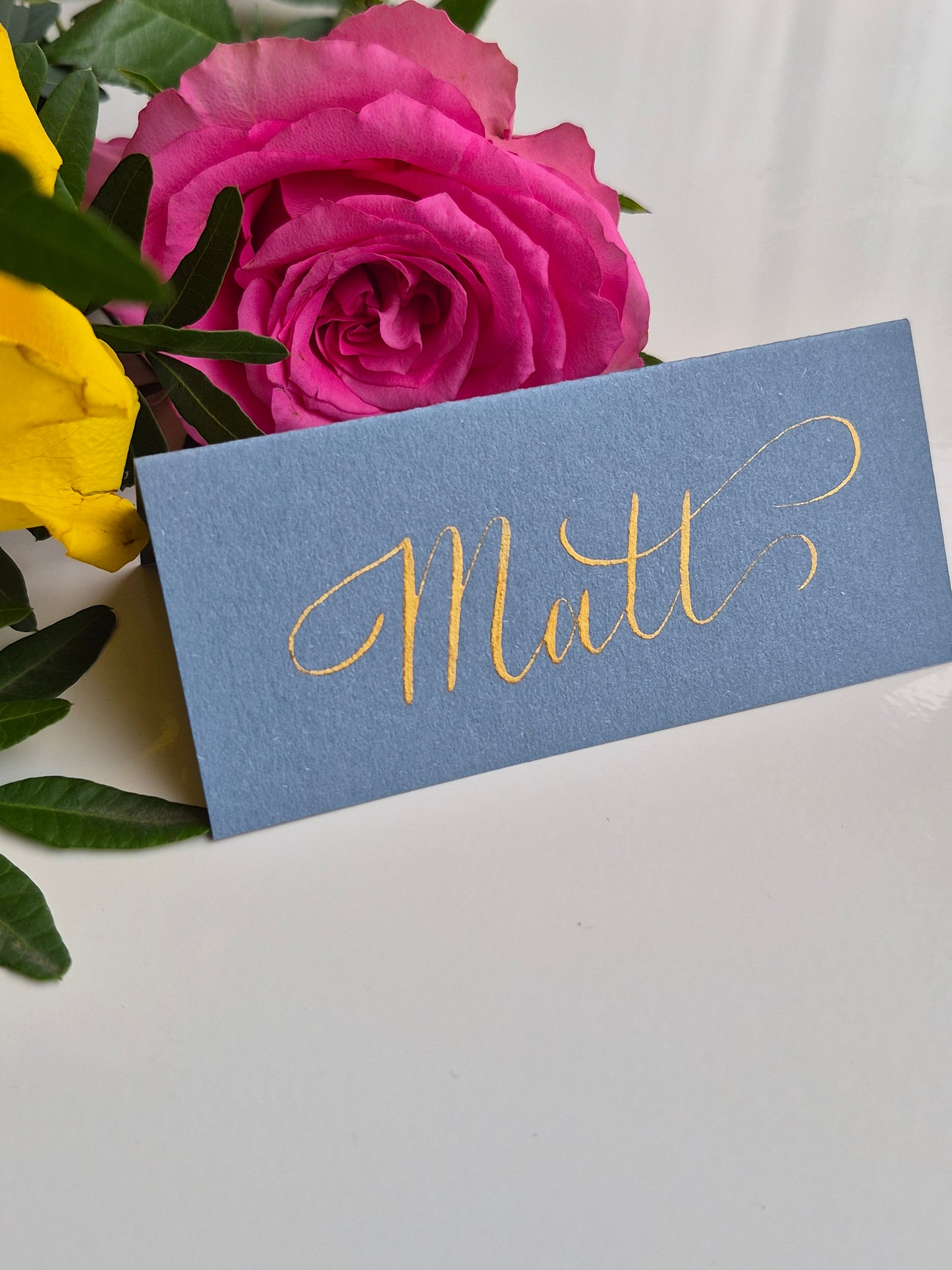 Hand-made calligraphy place name cards