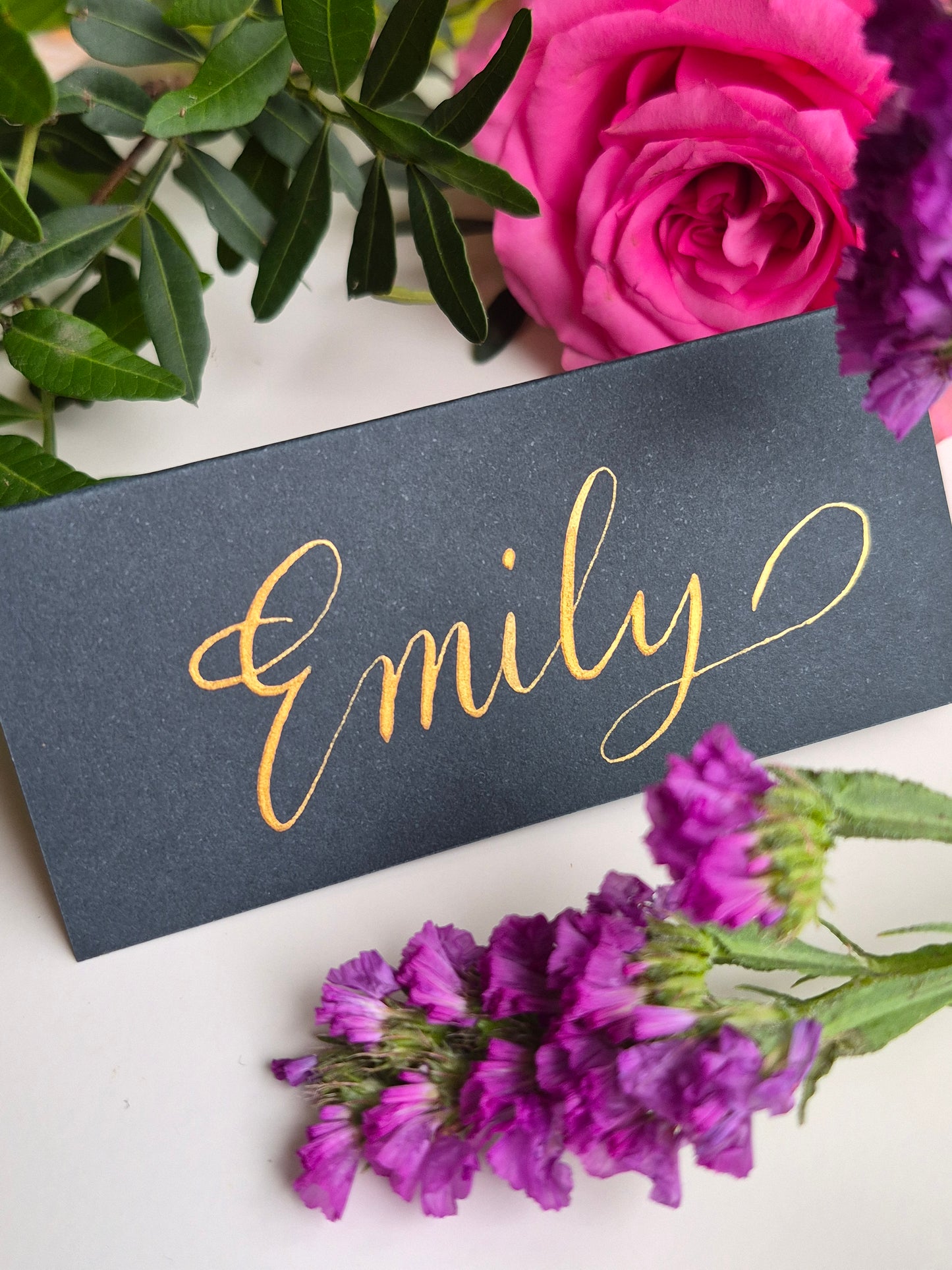 Hand-made calligraphy place name cards