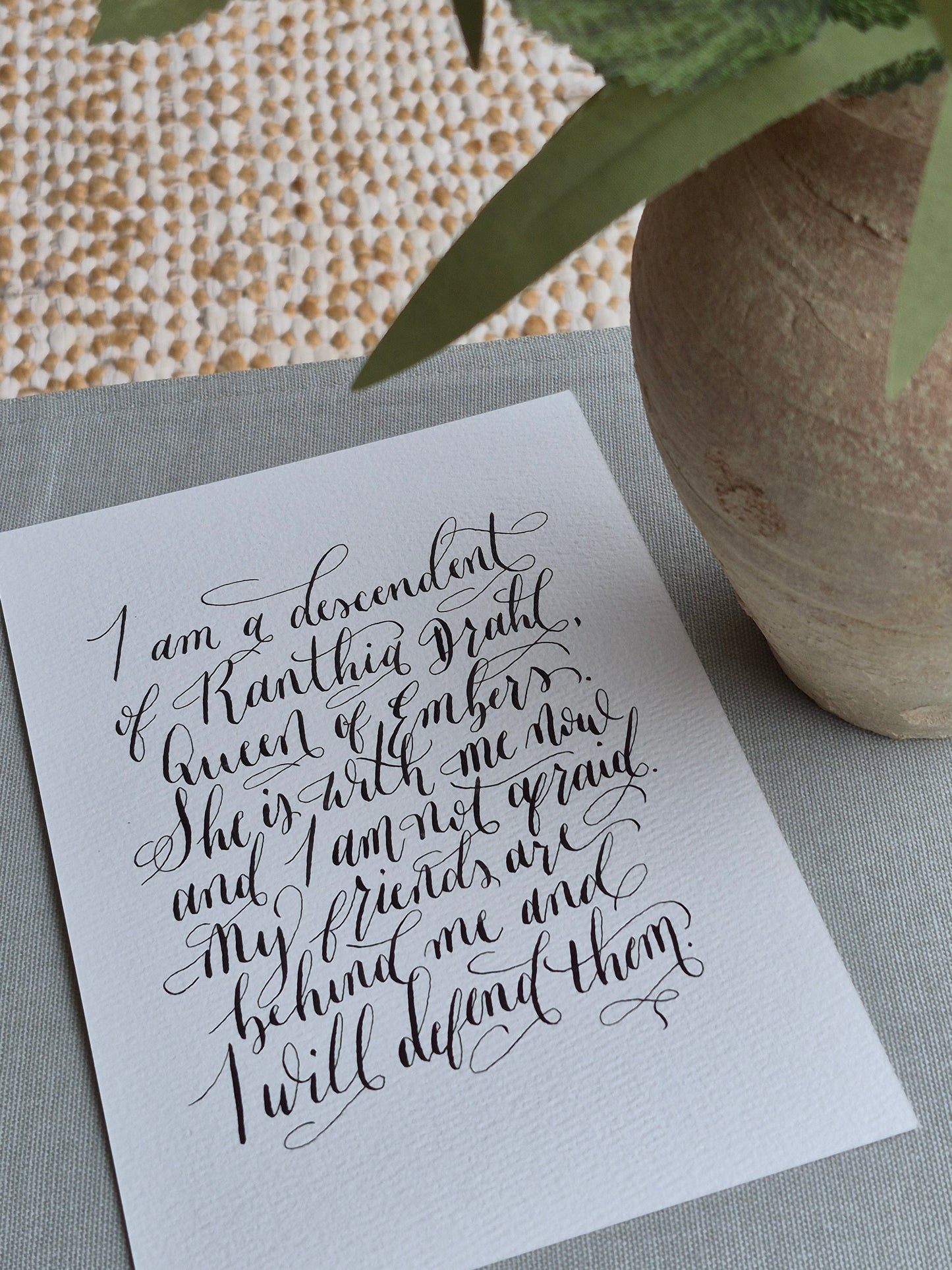 Customised A5 calligraphy piece