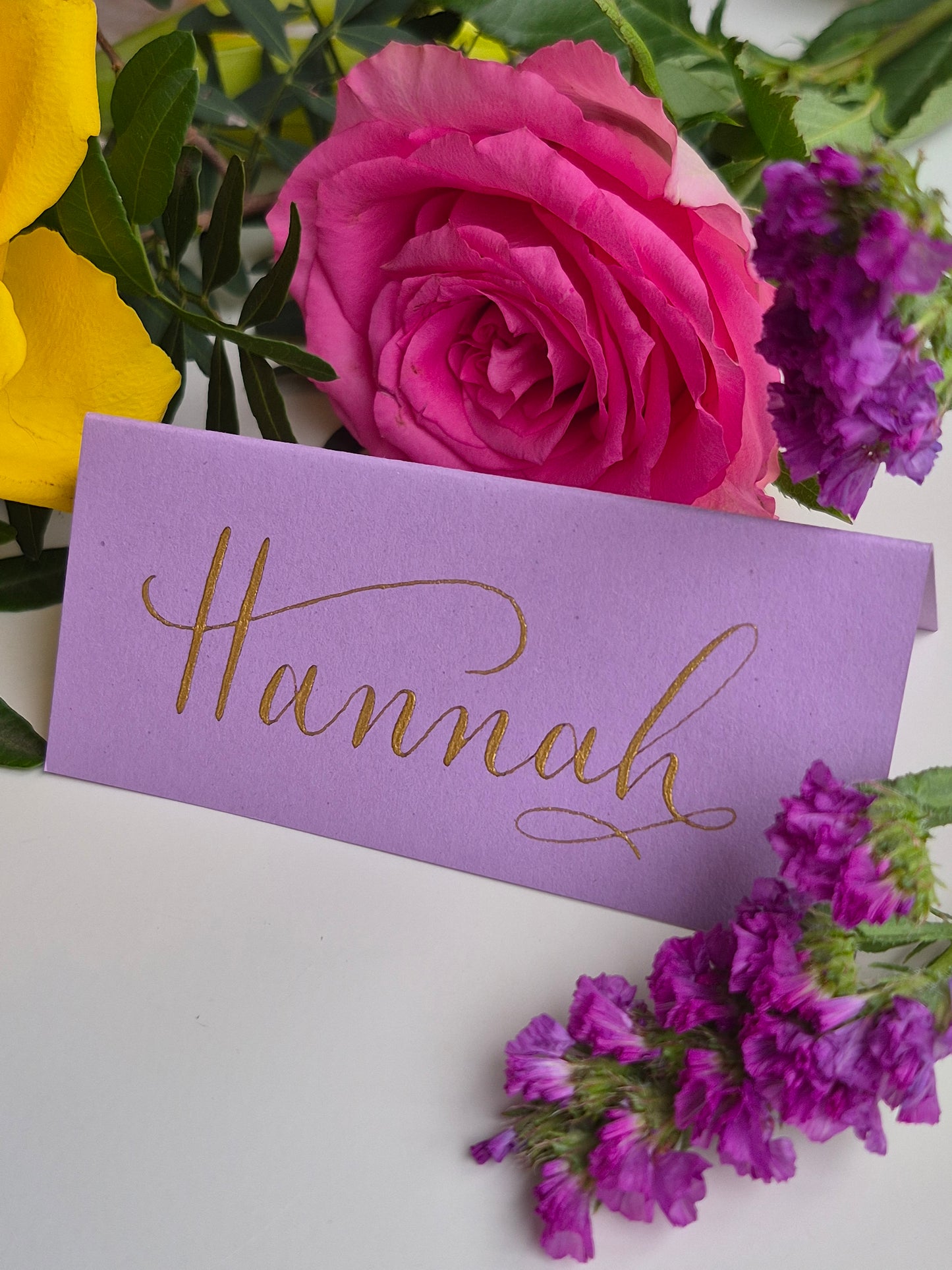 Hand-made calligraphy place name cards
