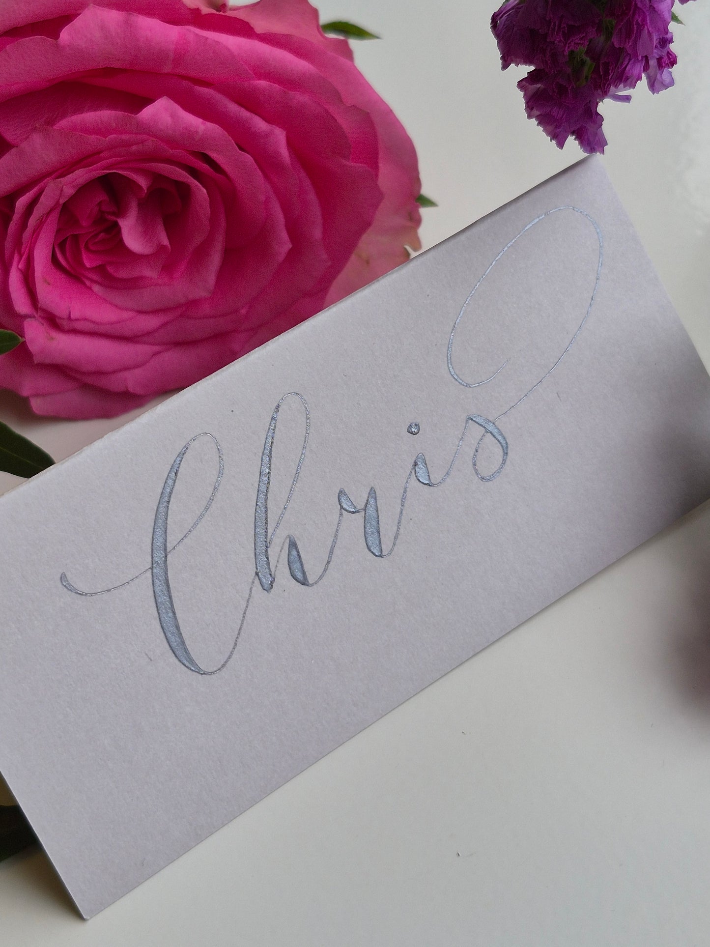 Hand-made calligraphy place name cards